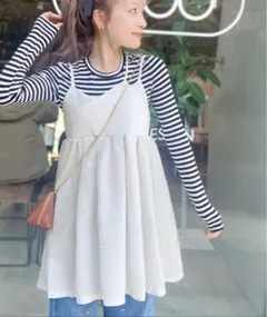 mily bilet ジャガード レイヤードキャミ ミニワンピ XL ホワイト