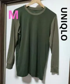 【ユニクロ】UNIQLO　ヒートテック　切り替え/グリーン/長袖インナー／下着