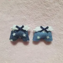 赤ちゃんお洋服　フリルサロペット2着セット　デニム風　星柄