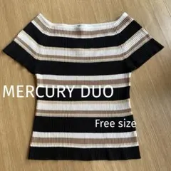 【MERCURY DUO】 マルチボーダー リブニット半袖カットソーのサムネイル
