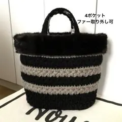 ハンドメイド＊秋冬ニットバッグ＊ボーダー