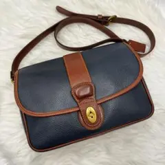 【極美品・希少】オールドコーチ　ショルダーバッグ　シェリダン　アメリカ製　青　茶