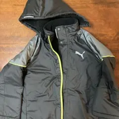 Puma フード付きベンチコート ブラック/グレー 130cm