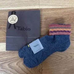 Tabio ソックス 25〜27cm グレー×レッド