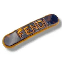 良品 希少 FENDI フェンディ バレッタ べっこう柄 ミニロゴ ゴールド金具