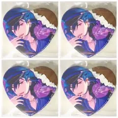新品★あんスタ★UNDEAD【朔間零】一番カフェ★ハート型缶バッジ★4点セット