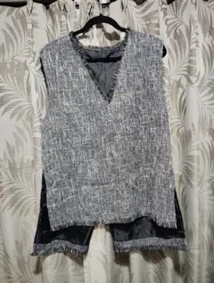 ツイード Vネック ベスト