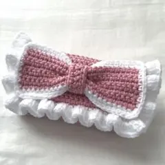 【 りり様 専用商品】ハンドメイド 編み物 ポーチ ペンケース リボン