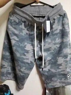 アウトドア　プリントショーツ　インレイ　カモフラ　総柄　迷彩　裏毛