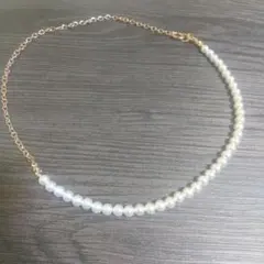 パールビーズネックレス ×ゴールドチェーン