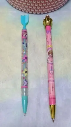 王冠付きキャラクター柄ボールペン シャーペン2本セット