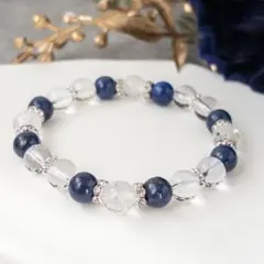 幸運を引き寄せる＊ラピスラズリ×水晶＊強運パワーストーンブレスレット