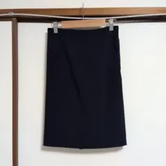 【新品】M ネイビー タイトスカート 後ろゴム ひざ丈 オフィス 通勤