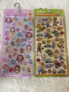 ✨正規品✨ディズニー ボンボンドロップシール2種 プリンセス ズートピア