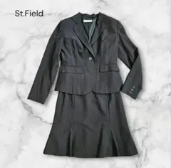 St.Field レディーススーツ 上下セット ストライプ ブラック 9ARのサムネイル