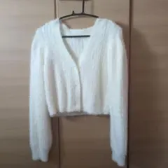 アイボリー クロップドカーディガン 長袖
