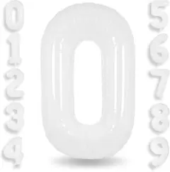 ☘️匿名発送☘️ 白い 数字バルーン 数字0 ナンバー 風船 大きい 40インチ