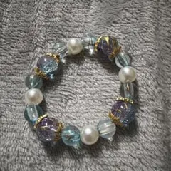青紫ガラスビーズブレスレット