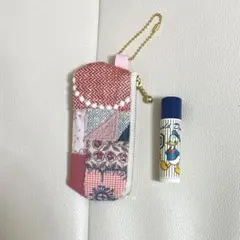 リップポーチミナペルホネンハンドメイド 両面パッチワーク コインケースチャーム