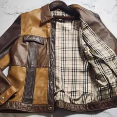 極美品✨L バーバリーブラックレーベル レザージャケット 羊革 パッチワーク