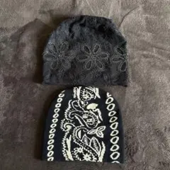 shein ニット帽 ビーニー　2点セット　黒