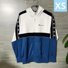 Champion ジップアップパーカー 青/白/黒