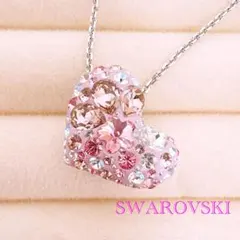 極美品♡﻿ SWAROVSKI ネックレス ハート ピンク クリスタル シルバー
