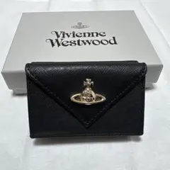 Vivienne Westwood 3つ折り財布 / ブラック/金ロゴ/正規品