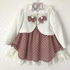 ピンクの水玉模様 フォーマルドレス 100 110 5点セット