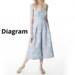 ダイアグラム グレースコンチネンタル ジャガード 花柄 サロペット ドレス ブル