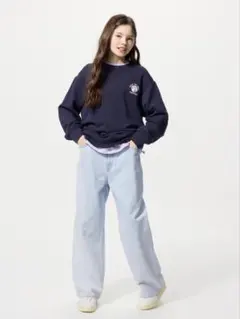 UNIQLO KIDS ワイドフィットジーンズ/ファスナー付　160 美品