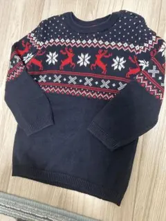 セーター 長袖 ネイビー 紺　H&M ニット　90 95 ノルディック柄