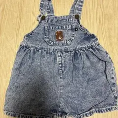 futafuta デニムオーバーオール クマ刺繍