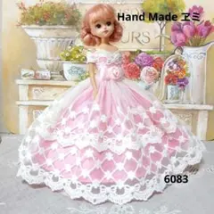 リカちゃんドレス　2段チュールレースドレス　ピンク　6083