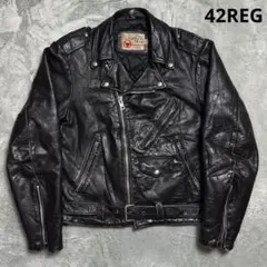 70s 80s Sears レザー ダブルライダース 42 XL ブラック