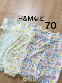 H&M 西松屋 前開き 半袖 ロンパース ノースリーブ 70 3枚セット
