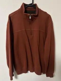 古着　スウェット　ハーフジップ　長袖　無地　L ライトブラウン　オーバーサイズ