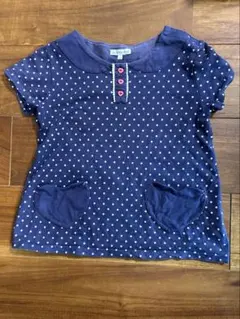 3can4on ドット柄 ハートボタン 半袖Tシャツ 130cmのサムネイル