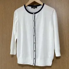超美品♡ リフレクト カーディガン 白 ネイビー バイカラー 9号 レディースのサムネイル