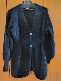 黒　ボタン付きキラキラカーディガン