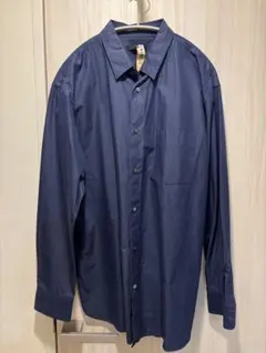 【ユニクロ】+J ブルーネイビー 長袖シャツ 胸ポケット付き