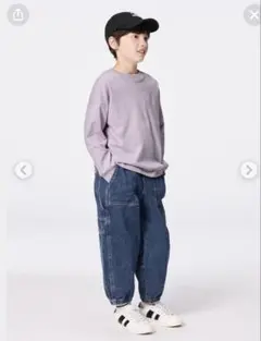 gu キッズ デニムワイド ワークジョガーパンツ 130