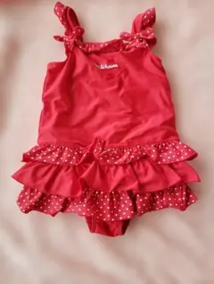 MIKI HOUSE　赤い水玉フリルワンピース水着 100cm