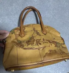 美品】プリマクラッセ ミニボストンバッグ ハンドバッグ 世界地図柄 