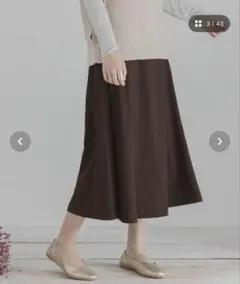 フレアロングスカート 無地 ブラウン　未使用