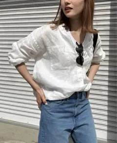 フレームワーク　リネンシャツ フレンチリネンバンドカラーシャツ（シャツ/ブラウス