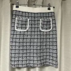 ツイード柄タイトスカート ブラック・ホワイト