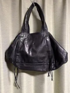 Y's Yohji Yamamoto 牛革 レザー ショルダー トートバッグ 黒のサムネイル