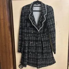 リ*ト様 SHEIN 黒白チェック柄パール装飾ミニワンピース