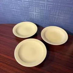 和食器 小皿 取り皿　淡黄色 和皿 16.5cm 高台皿 3枚セット 在銘「隆」